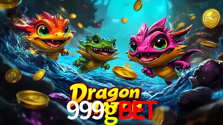 Arte promocional do jogo Dragon Hatch com três adoráveis dragões bebês nadando entre moedas de ouro, um dos slots mais divertidos para jogar no cassino 999gbet.