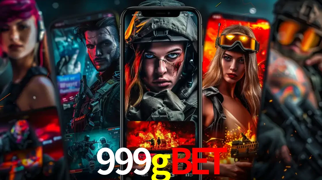 Montagem de telas de celular mostrando diversos personagens, masculinos e femininos, de um jogo de tiro, ilustrando a diversidade de equipes de e-sports para apostar no 999gbet.
