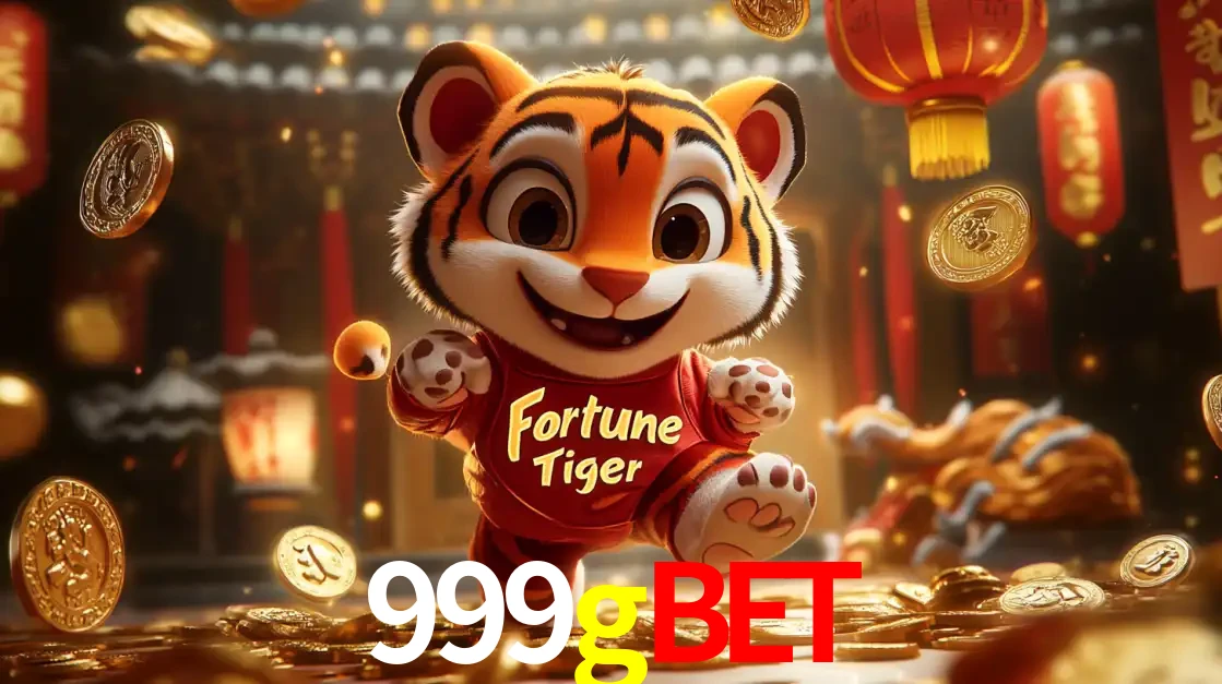 O alegre personagem do Fortune Tiger correndo sobre um caminho de moedas de ouro, simbolizando os grandes prêmios e a diversão do popular jogo de slot do 999gbet.