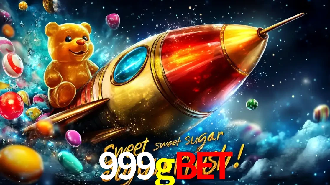 Arte promocional do jogo de slot Sugar Rush, com um urso de pelúcia em um foguete viajando pelo espaço de doces, um dos jogos divertidos disponíveis no cassino 999gbet.